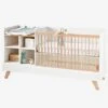Lit Combiné 4 En 1 évolutif Avec Rangements Et Table à Langer COMBINID Blanc / Bois - Vertbaudet -Meubles pour enfants Boutique lit combine 4 en 1 evolutif avec rangements et table a langer combinid