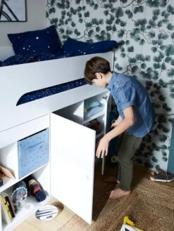Lit Mi Hauteur Avec Bureau Coulissable Combiné CAMELEO Blanc Mate - Vertbaudet -Meubles pour enfants Boutique lit mi hauteur avec bureau coulissable combine cameleo 2