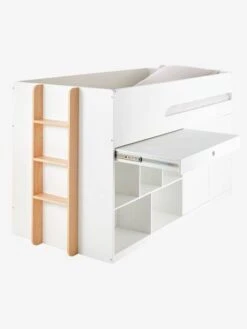 Lit Mi Hauteur Avec Bureau Coulissable Combiné CAMELEO Blanc Mate - Vertbaudet -Meubles pour enfants Boutique lit mi hauteur avec bureau coulissable combine cameleo 5