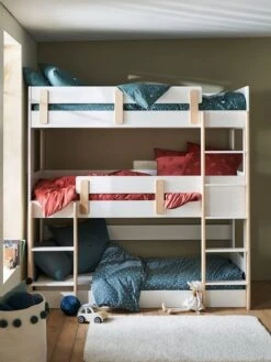 Lits Superposés 3 Niveaux LIGNE EVEREST Blanc/bois - Vertbaudet -Meubles pour enfants Boutique lits superposes 3 niveaux ligne everest 1