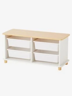 Meuble De Rangement + 4 Bacs LIGNE PTILOU Blanc/bois - Vertbaudet -Meubles pour enfants Boutique meuble de rangement 4 bacs ligne ptilou 2