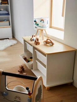 Meuble De Rangement + 4 Bacs LIGNE PTILOU Blanc/bois - Vertbaudet -Meubles pour enfants Boutique meuble de rangement 4 bacs ligne ptilou 4