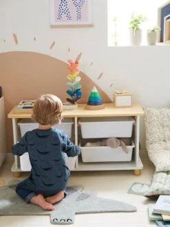 Meuble De Rangement + 4 Bacs LIGNE PTILOU Blanc/bois - Vertbaudet -Meubles pour enfants Boutique meuble de rangement 4 bacs ligne ptilou 5