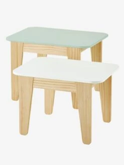 Tables Gigognes Gris Vert/bois + Blanc/bois - Vertbaudet -Meubles pour enfants Boutique tables gigognes 2