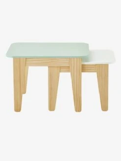 Tables Gigognes Gris Vert/bois + Blanc/bois - Vertbaudet -Meubles pour enfants Boutique tables gigognes 3